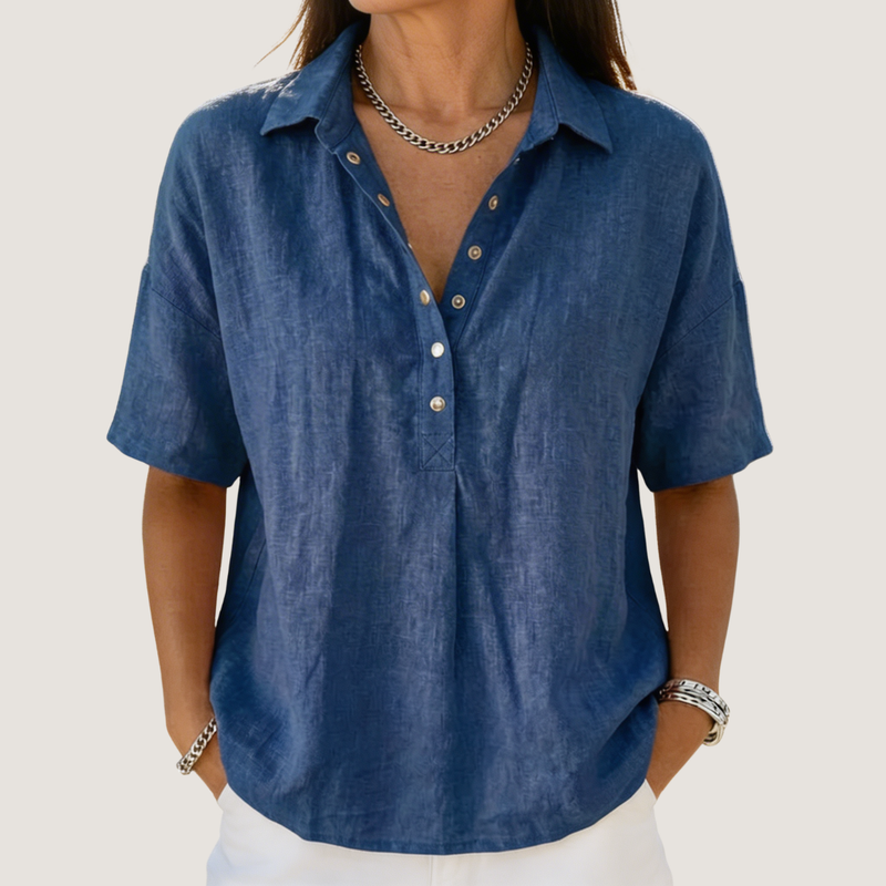 Solenne - Casual Collared Button Shirt Everyday Wear
