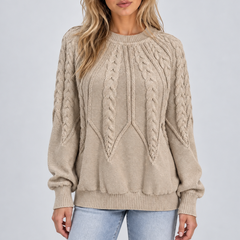 Trecella - Cable Knit Balloon Sleeve Jumper Everyday Style — view 4 of 7