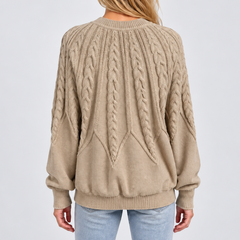 Trecella - Cable Knit Balloon Sleeve Jumper Everyday Style — view 6 of 7