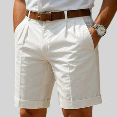 Joshua Pleated Chino Shorts - White