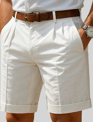 Joshua Pleated Chino Shorts - White