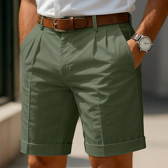 Joshua Pleated Chino Shorts - Green